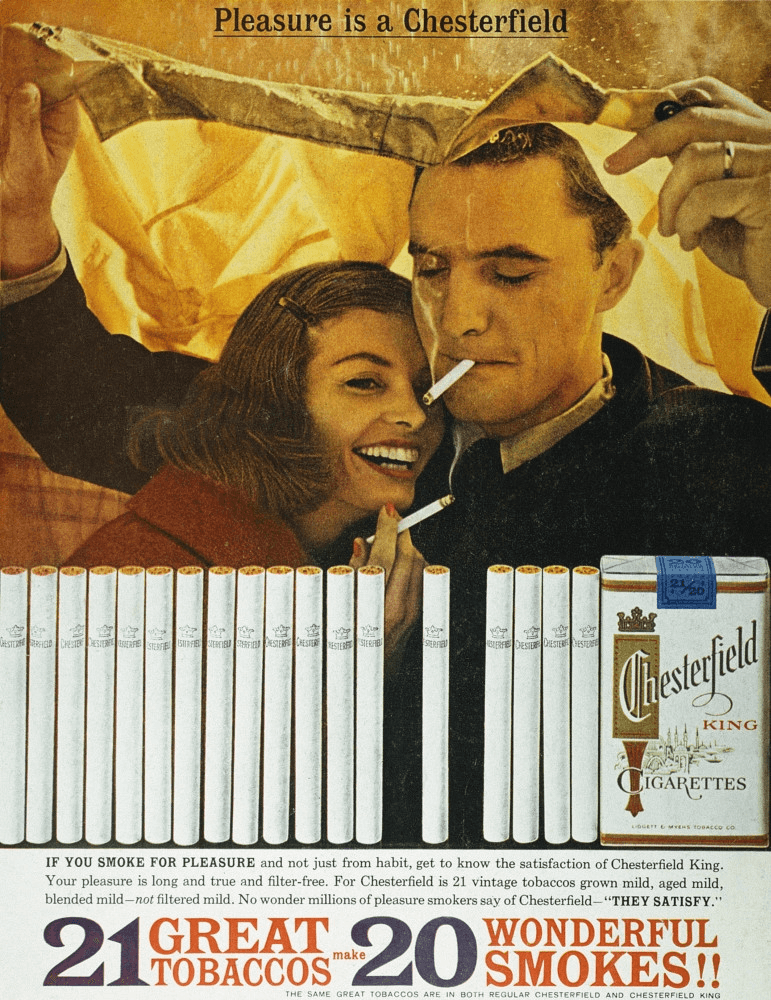Chesterfield "Pleasure Is a Chesterfield" — 1962 tobacco print advertisement