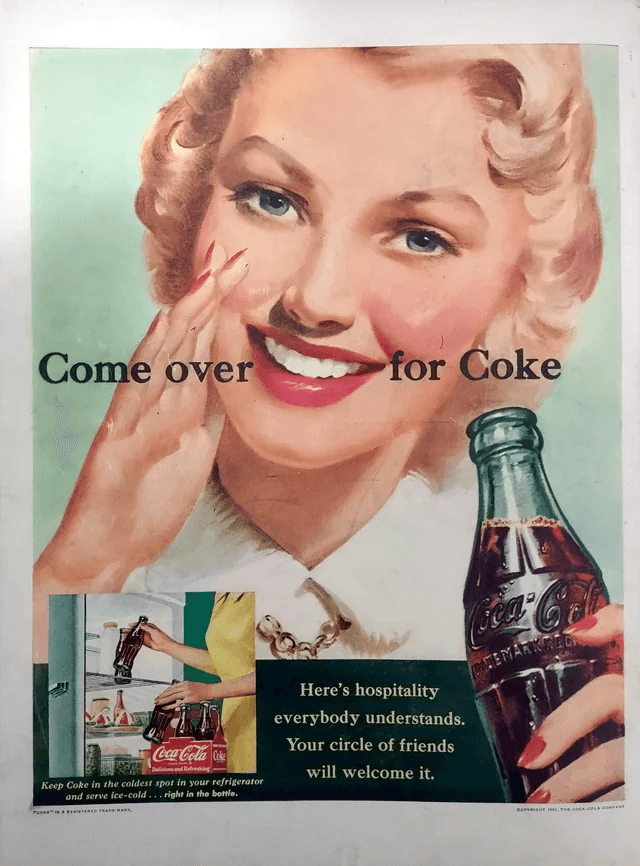Coca-Cola "Come Over for Coke" — 1951 beverage print advertisement