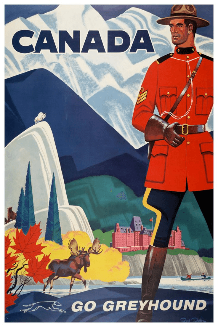Greyhound "Canada, Go Greyhound" — 1965 travel print advertisement