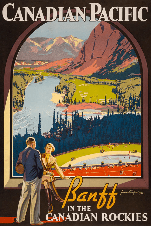 Canadian Pacific "Banff in the Canadian Rockies" — 1936 travel print advertisement