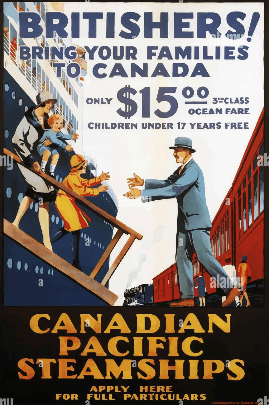 Canadian Pacific Steamships "Britishers, Bring Your Families to Canada" — 1925 travel print advertisement