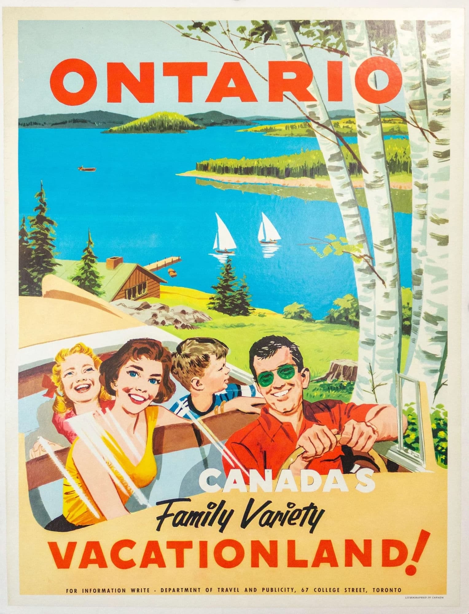 Ontario Travel "Family Variety Vacationland" — 1959 travel print advertisement