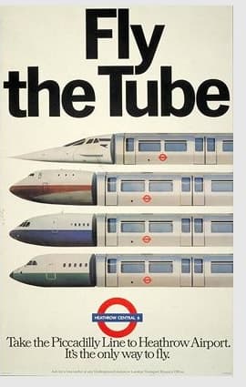 London Underground "Fly the Tube" — 1978 transit print advertisement