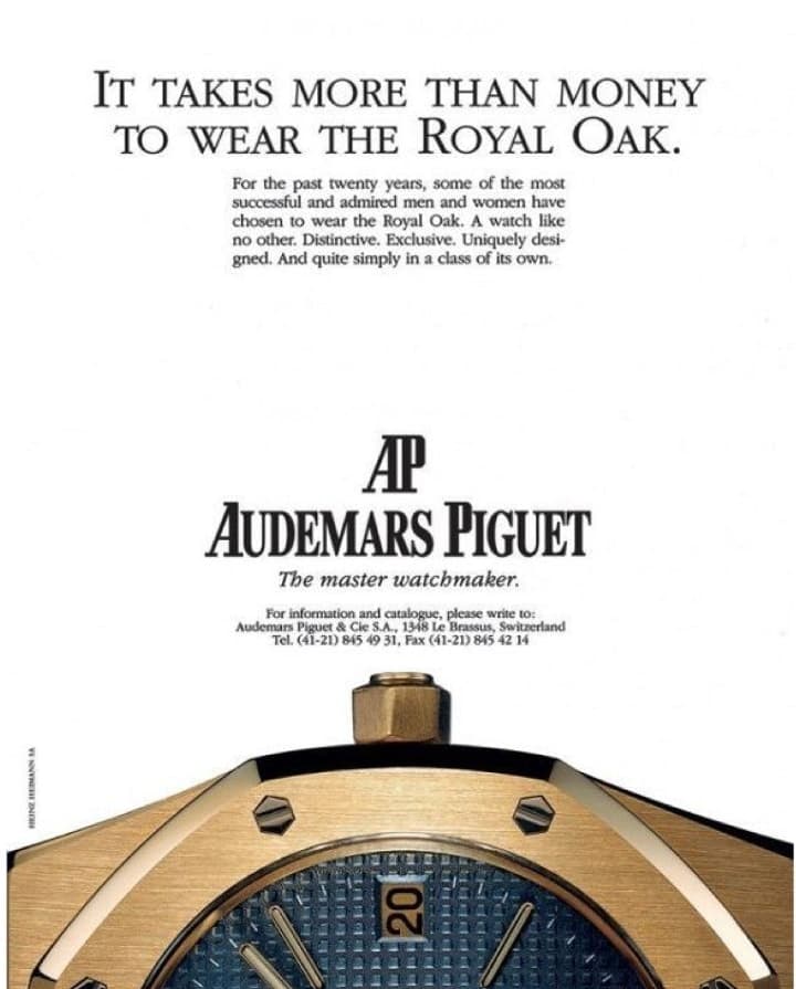Audemars Piguet "It Takes More Than Money" — 1992 watch print advertisement