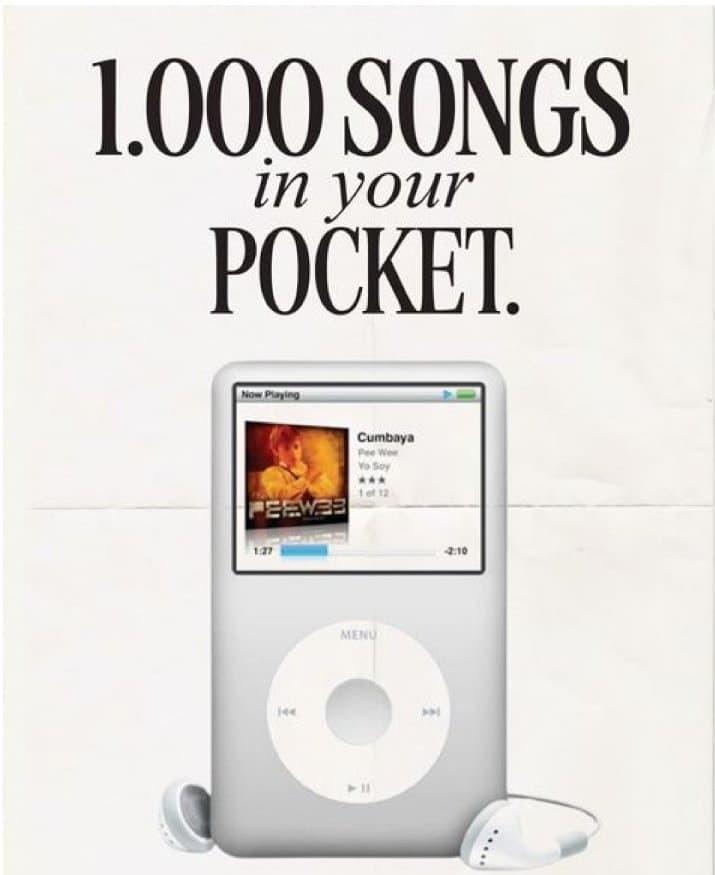Apple "1,000 Songs in Your Pocket" — 2001 technology print advertisement