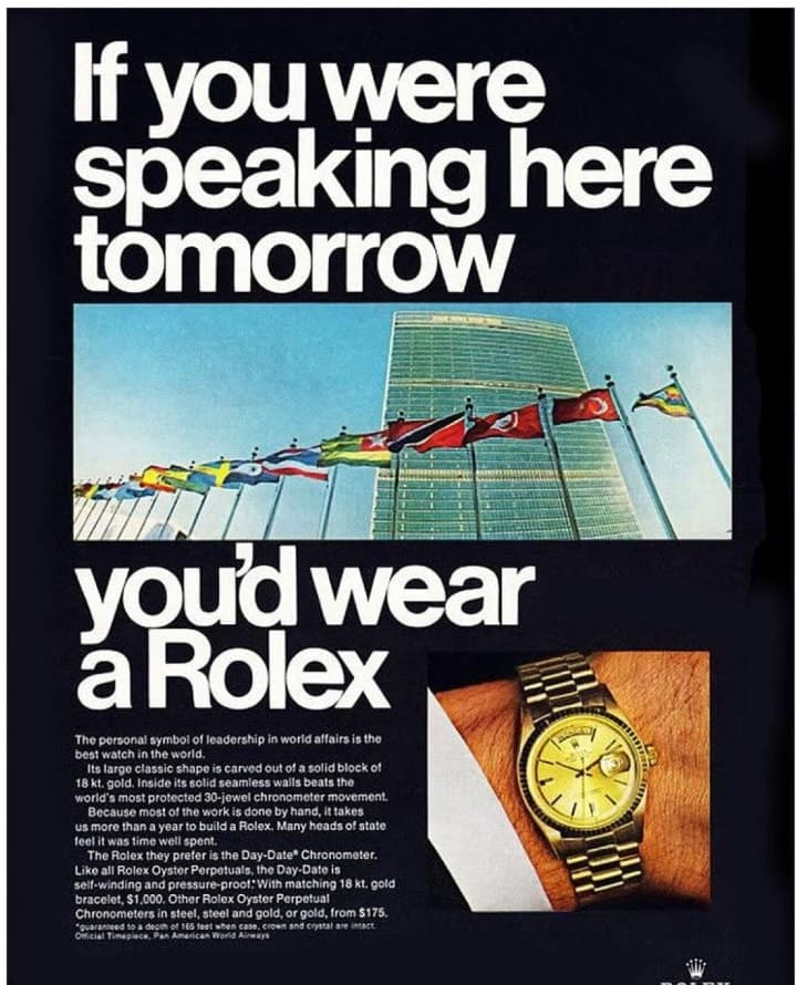 Rolex "If You Were Speaking Here Tomorrow" — 1967 watch print advertisement